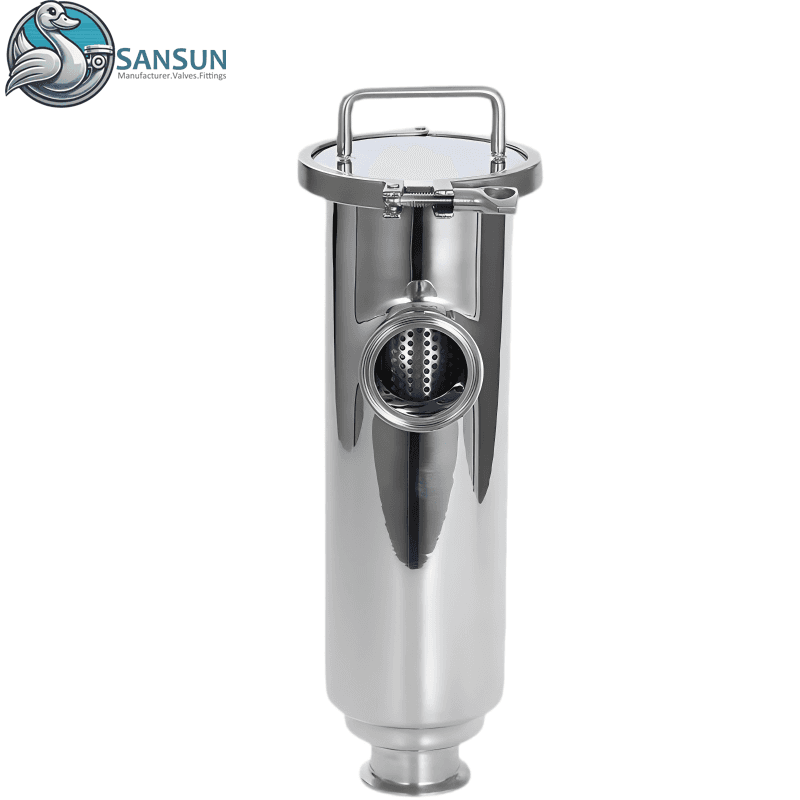 Sanitary Stainless Steel Angle Filter Strainer OEM Customizable AISI304 AISI316L For AI Data Center Liquid Cooling OCP Specification SANSUN