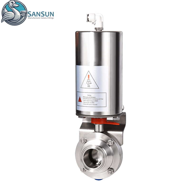 316L Stainless Steel Pneumatic Tri-Clamp Butterfly Valve for Data center liquid cooling Systerm