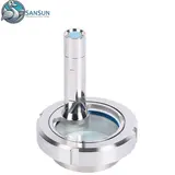 Welded Union LED Sight Glass Stainless Steel 304 316L Illuminated Pipeline Observation Window For Data Center Liquid Cooling CDU System SANSUN